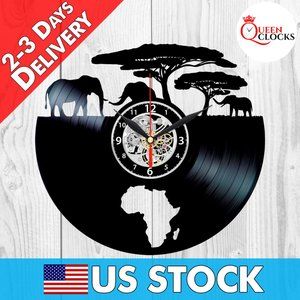 Africa Vinyl Wall Clock Elephant Gifts for Women